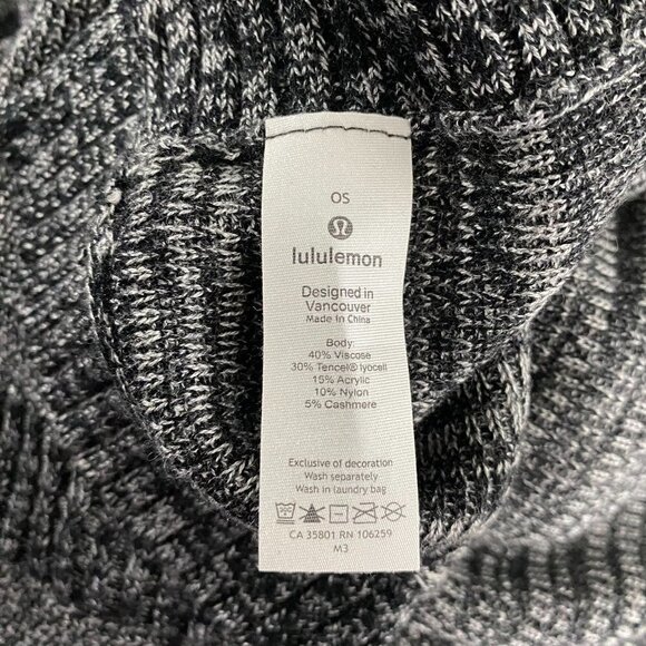 Lululemon Divinity Scarf Poncho Black Heathered Core Medium Grey One Size FS-974 - Picture 7 of 8